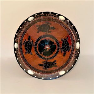 Fijian Tanoa Bowl with Sea Turtle and Hibiscus Flower