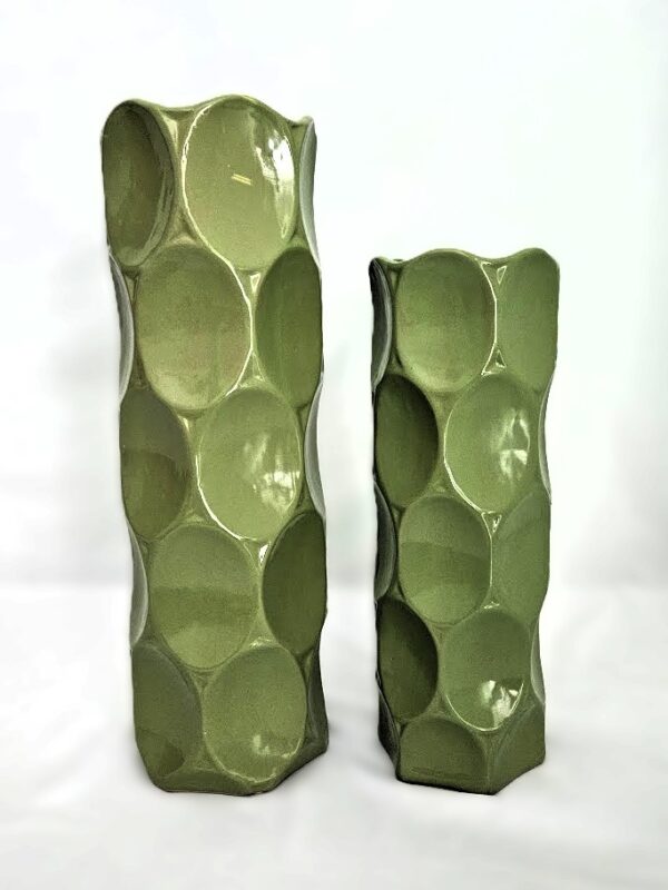 Olive Green Dimpled Vases